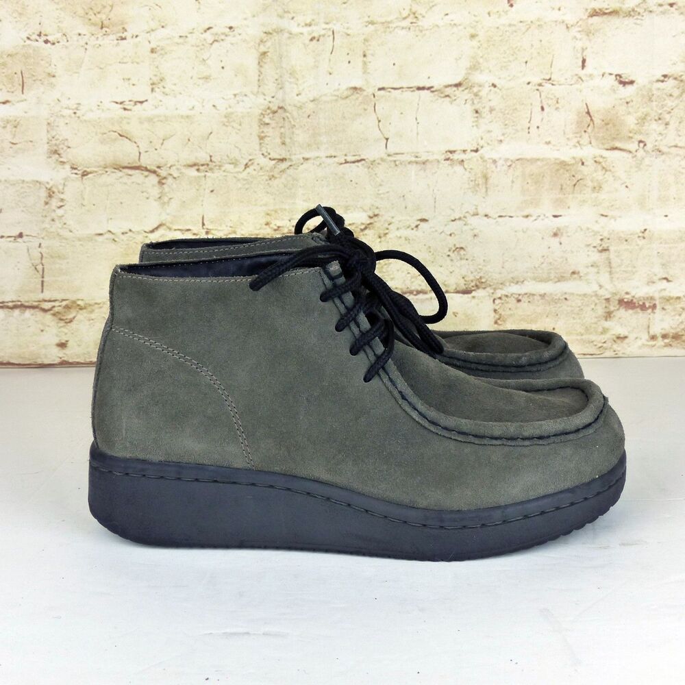 Candies Chukka Boots Women 8 Gray Suede Moc Toe Wallabee Lace Up Casual Y2K VTG - Picture 2 of 11